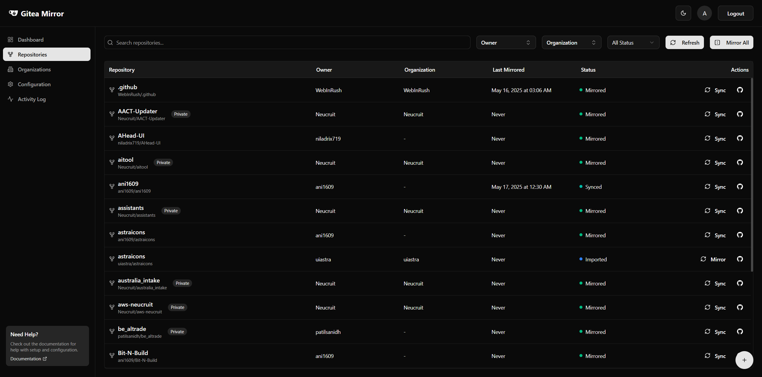Gitea Mirror Repositories